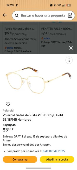 Gafas de hombre doradas y marrones