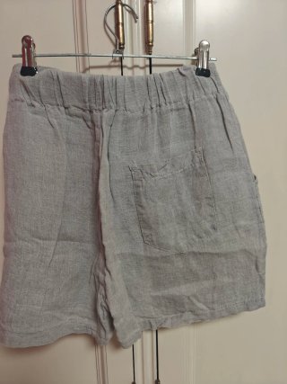 Pantalones cortos grises lino cinturón