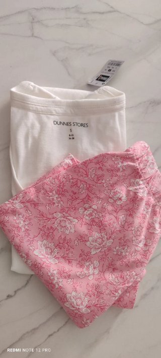 Pijama Dunnes Stores Talla S Flores Rosa Blanco