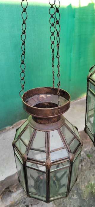 Farolillos vintage de cristal y metal