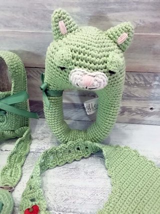 Patucos babero chupetero y sonajero 3-6 m algodón
