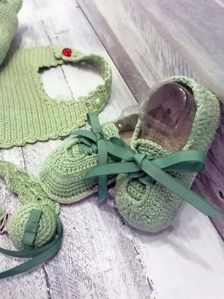 Patucos babero chupetero y sonajero 3-6 m algodón