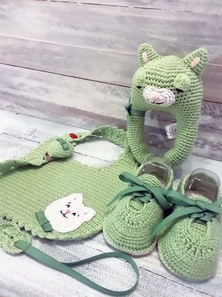 Patucos babero chupetero y sonajero 3-6 m algodón