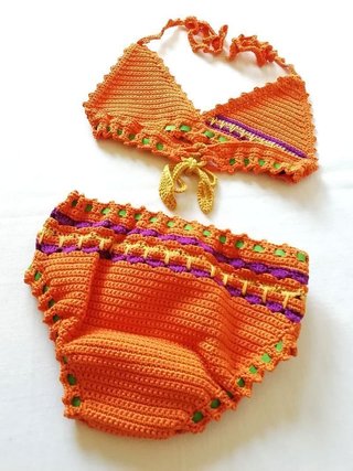 Bikini tejido a crochet bebés 1-2 años Nuevo