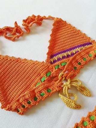 Bikini tejido a crochet bebés 1-2 años Nuevo