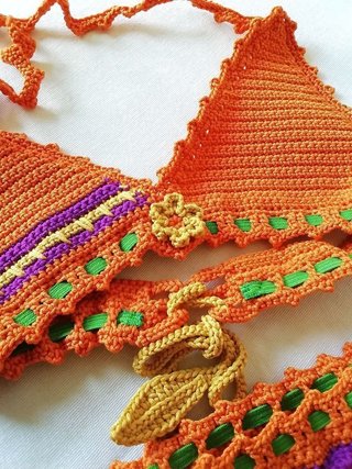 Bikini tejido a crochet bebés 1-2 años Nuevo