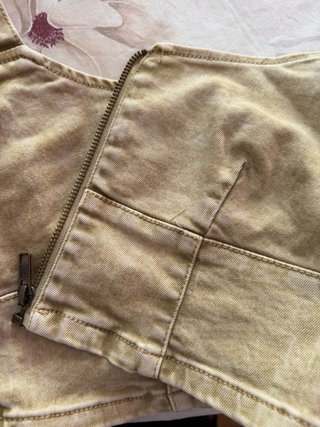 Top Bustier Cremallera Denim Beige