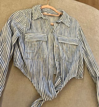 Camisa Zara rayas azul y blanca mujer