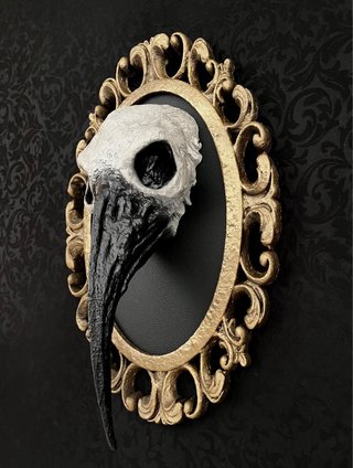 Dark Gothic Raven Gold Skull