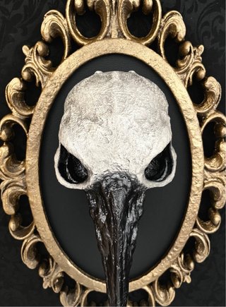 Dark Gothic Raven Gold Skull