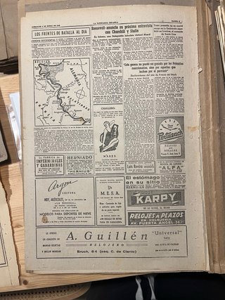 Periódico La Vanguardia 3/1/1945