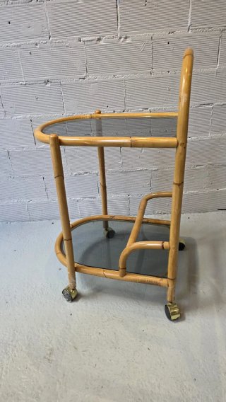 Carrito Camarera Bambú y Cristal Vintage