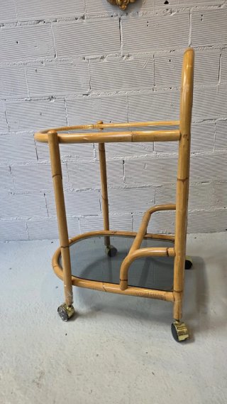 Carrito Camarera Bambú y Cristal Vintage