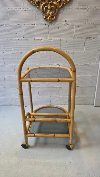 Carrito Camarera Bambú y Cristal Vintage
