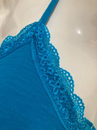 Vestido largo azul con encaje Talla. M.L