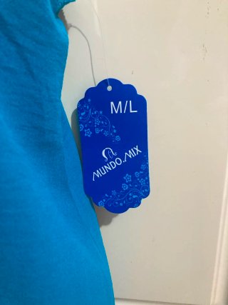 Vestido largo azul con encaje Talla. M.L
