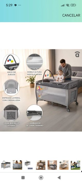 Cuna de viaje Asalvo Zeppelin Gris