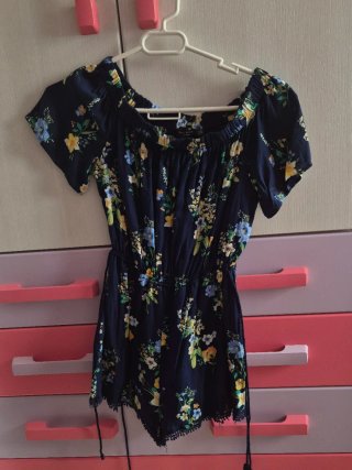 Mono Corto Flores Azul