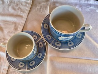 Juego 2 tazas café con plato porcelana
