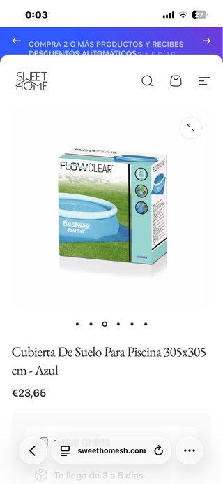 Cubierta Suelo Piscina Bestway 305cm Azul