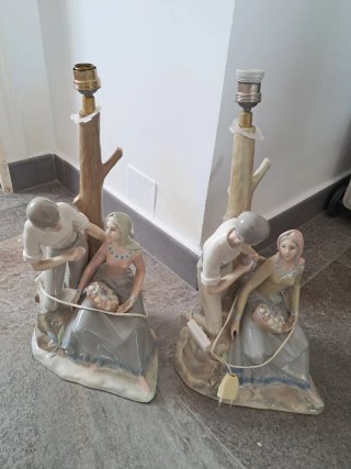 Lámpara de mesa figuras porcelana