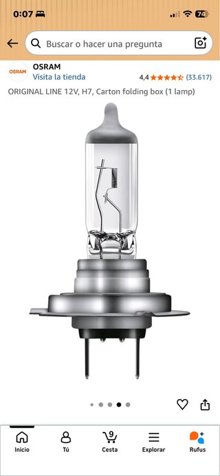 Bombilla H7 OSRAM ORIGINAL LINE 12V