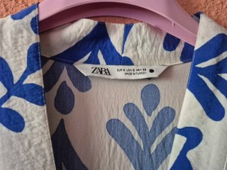 Vestido Zara Estampado Azul y Blanco Talla M