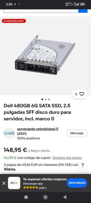 Dell 480GB 6G SATA SSD, 2.5 pulgadas SFF
