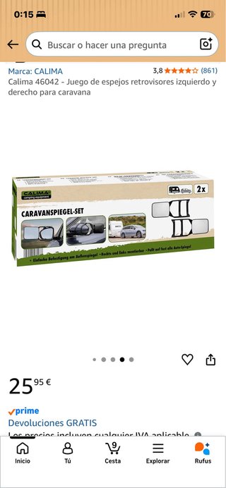 Juego espejos retrovisores caravana Calima