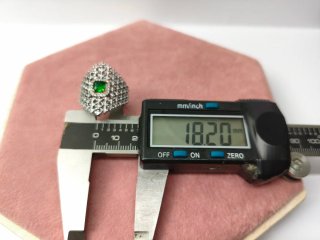 Anillo plata circonitas y piedra verde