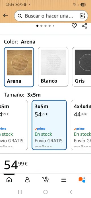 Toldo vela HDPE arena 5x3 SOHOMICS