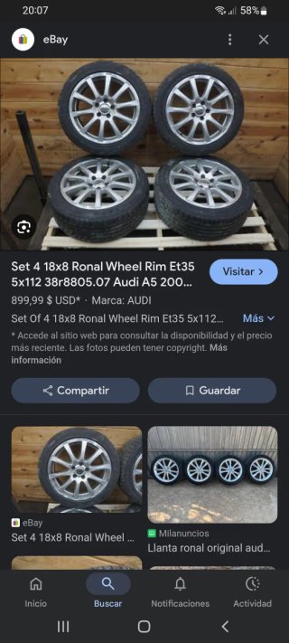 4 llantas Ronal R38 en 5x100 ET 35