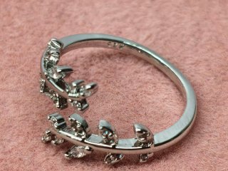Anillo Plata Hojas Circonitas Ajustable