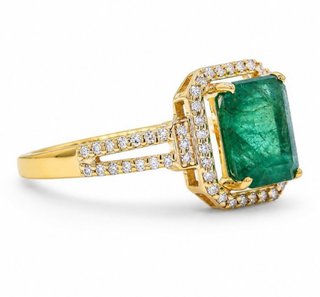 Anillo Oro 14K Esmeralda y Diamantes HRD