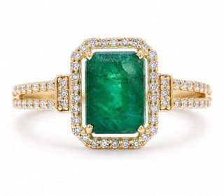 Anillo Oro 14K Esmeralda y Diamantes HRD