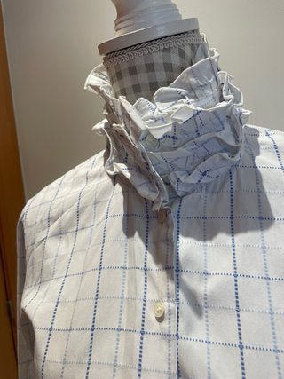 Camisa romántica cuadros azul y blanco