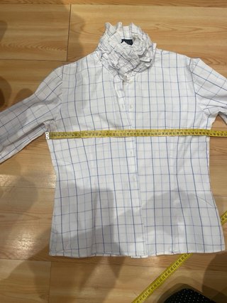 Camisa romántica cuadros azul y blanco
