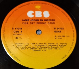 Disco Vinilo Joplin In Concert CBS