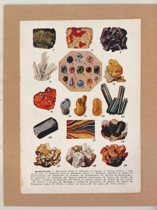 Lámina Antigua Minerales Gemas 1920 Original