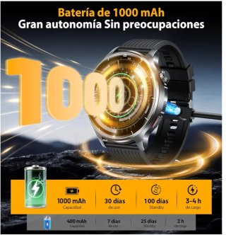 Reloj Inteligente Negro y Plateado, con Smartwatch