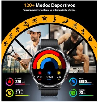Reloj Inteligente Negro y Plateado, con Smartwatch