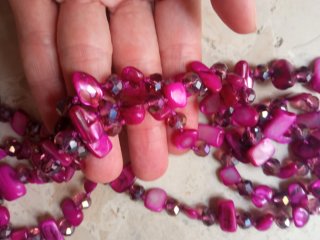Collar vintage largo cuentas moradas