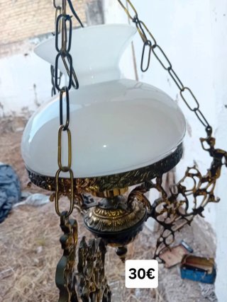 Lámpara colgante vintage metal dorado y cristal