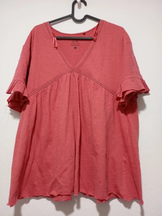 Blusa roja Cotton Club volantes manga talla L