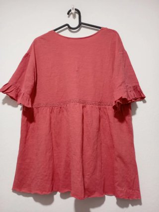 Blusa roja Cotton Club volantes manga talla L