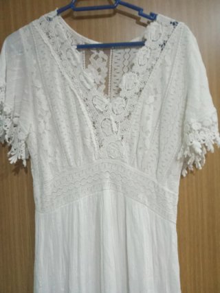 Vestido blanco boho encaje talla L
