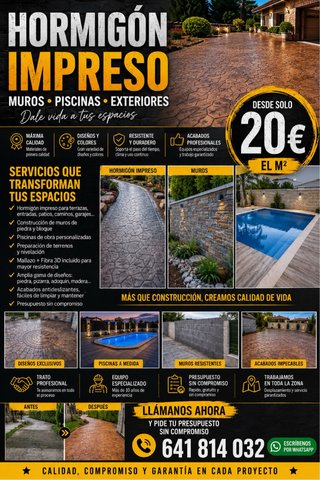 Hormigón Impreso y Piscinas - 20€/m²
