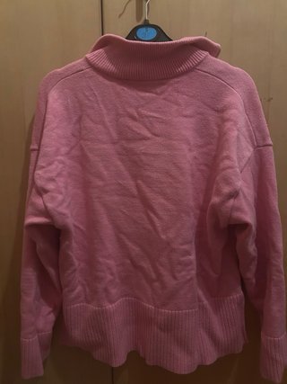 Jersey Zara cremallera cuello alto rosa