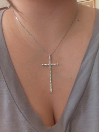 Collana croce argento 925 zirconi stile Tiffany