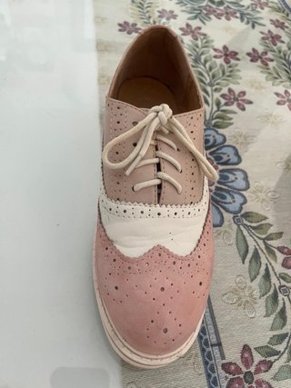 Zapatos cordones talla 38-39 rosa beige